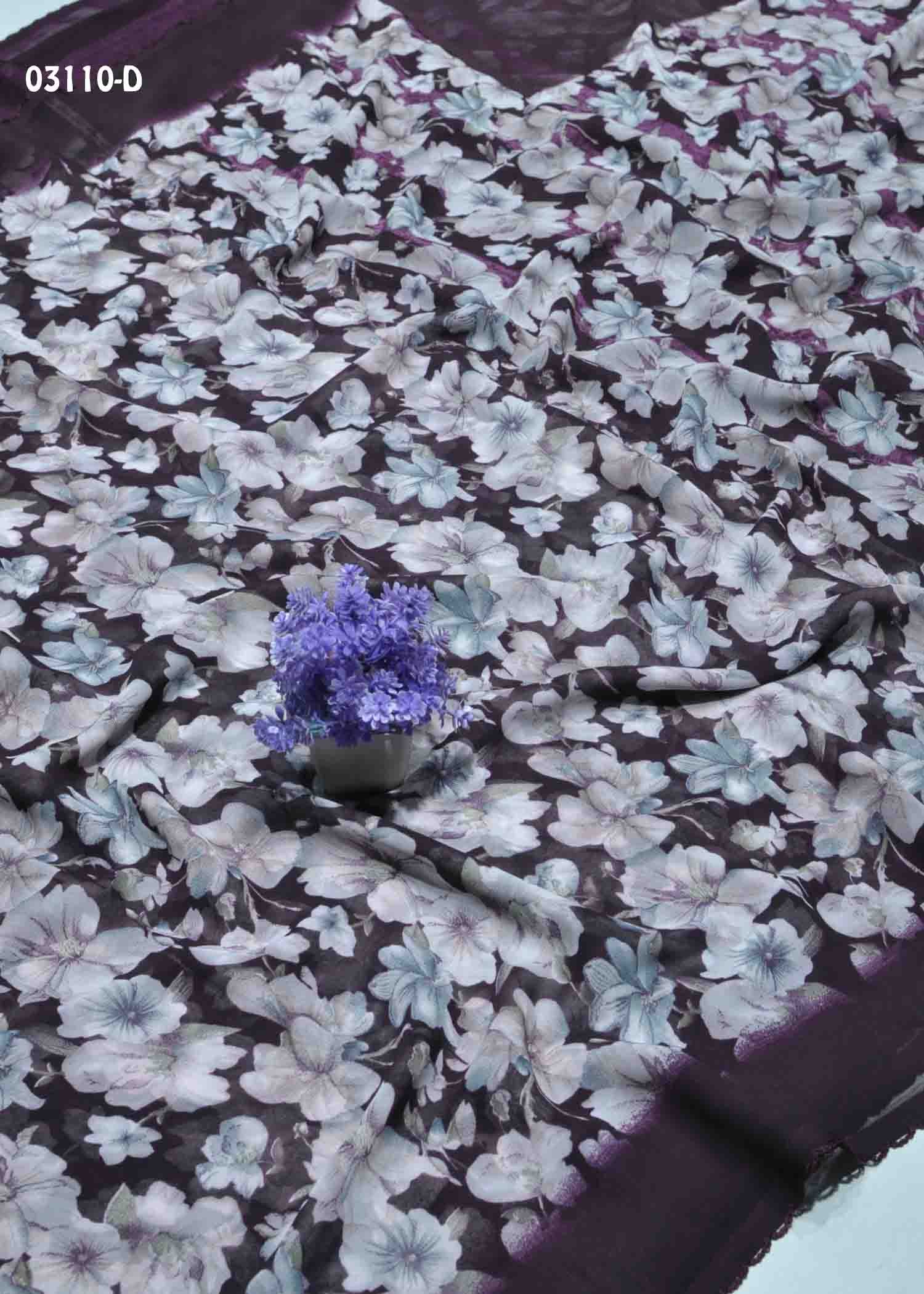 Hrusha -03110-D Purple Color Soft Georgette Saree CM1383722 (LR9E)