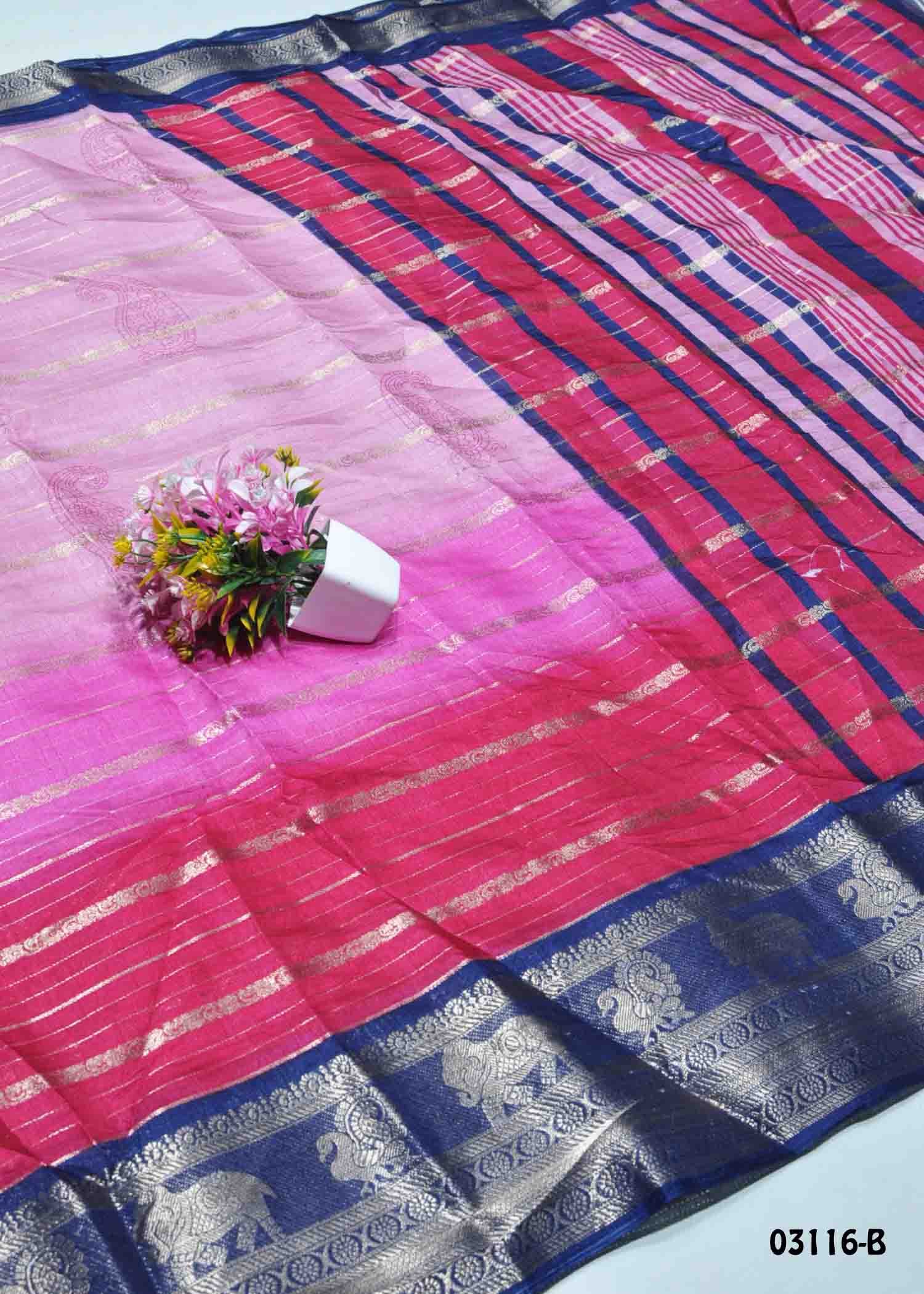 Elakiya -03116-B Pink Color Trendy Dola Silk Saree CM1382867 (LR10E)