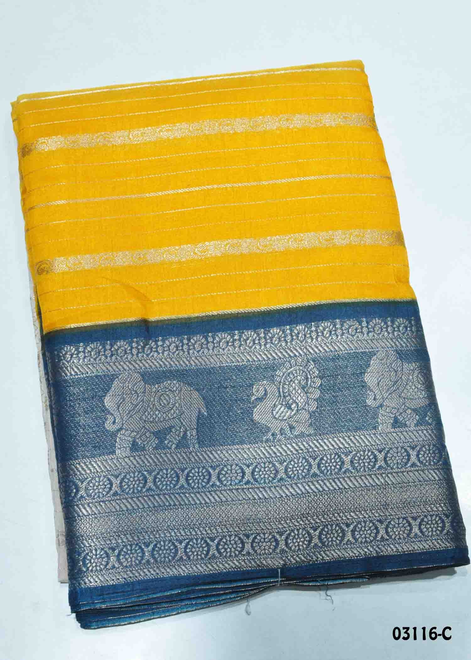Elakiya -03116-C Yellow Color Trendy Dola Silk Saree CM1382867 (LR10E)