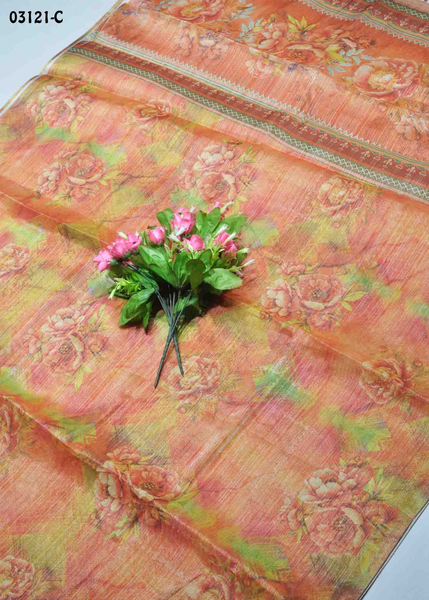 Yuvanika -03121-C Orange Color Traditional Digital Print Uppada Saree CM1370077 (LR10B)