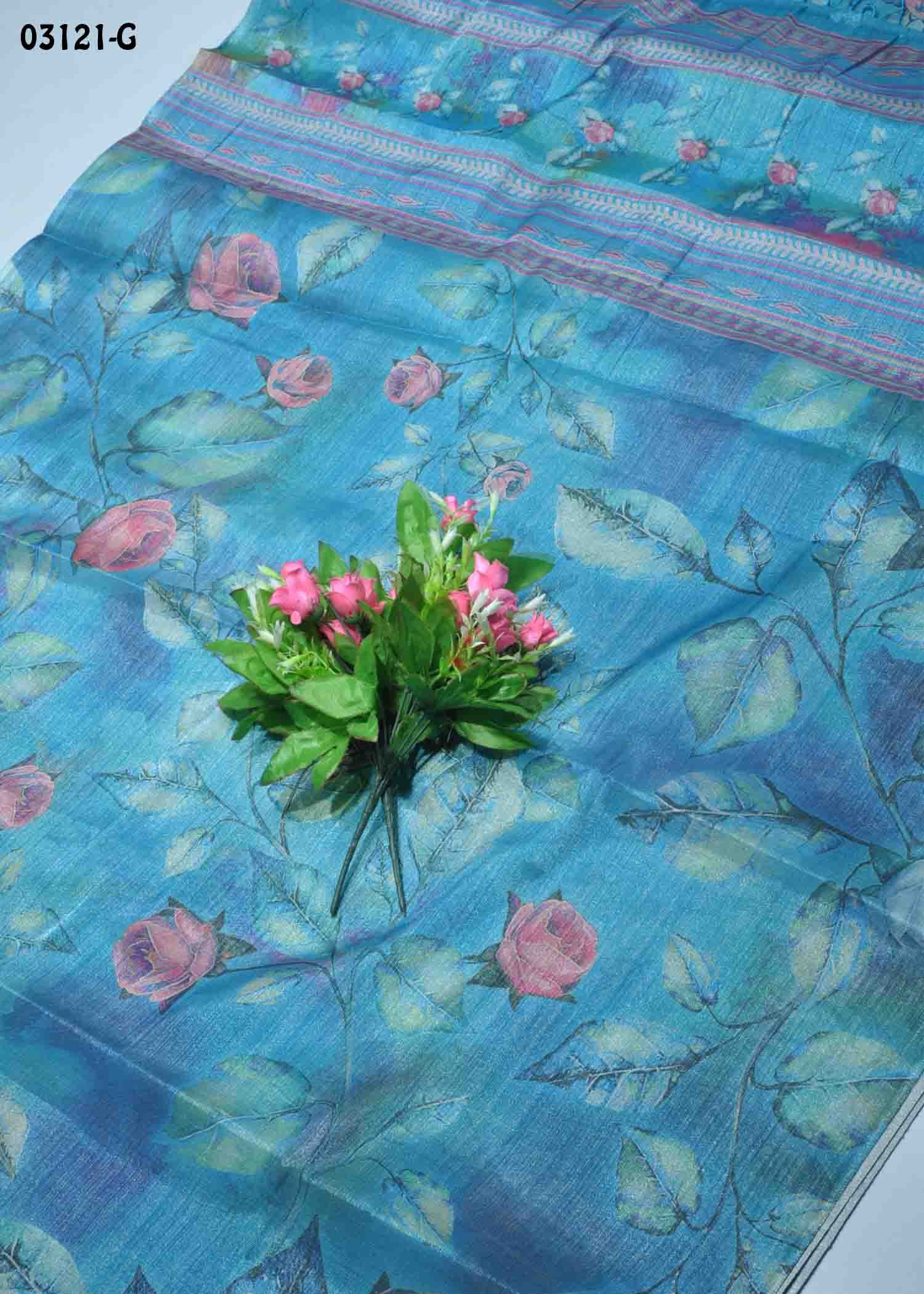 Yuvanika -03121-G Blue Color Traditional Digital Print Uppada Saree CM1370077 (LR10B)