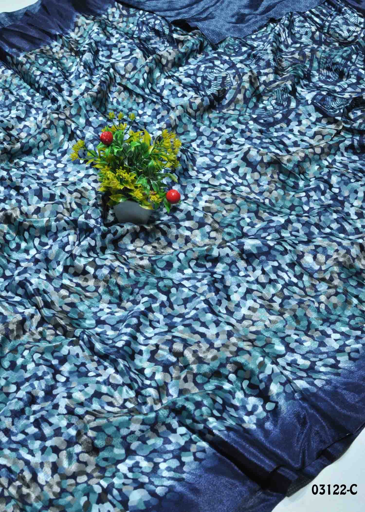 Geethavani -03122-C NavyBlue Color Turkey Crepe Saree CM1382004 (LR8E)