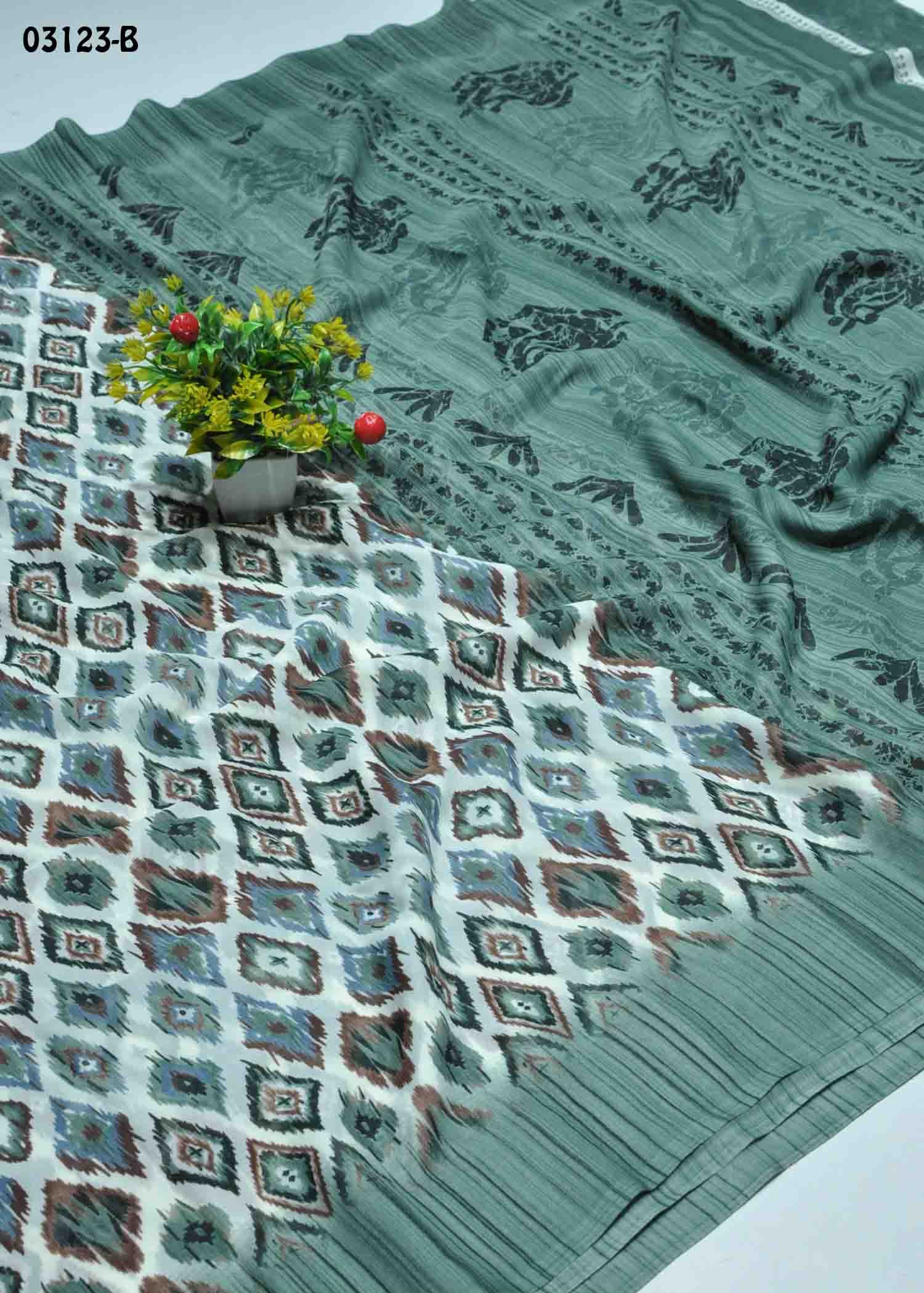 Keerthana -03123-B Halfwhite Color Synthetic Saree CM1384489 (LR8E)