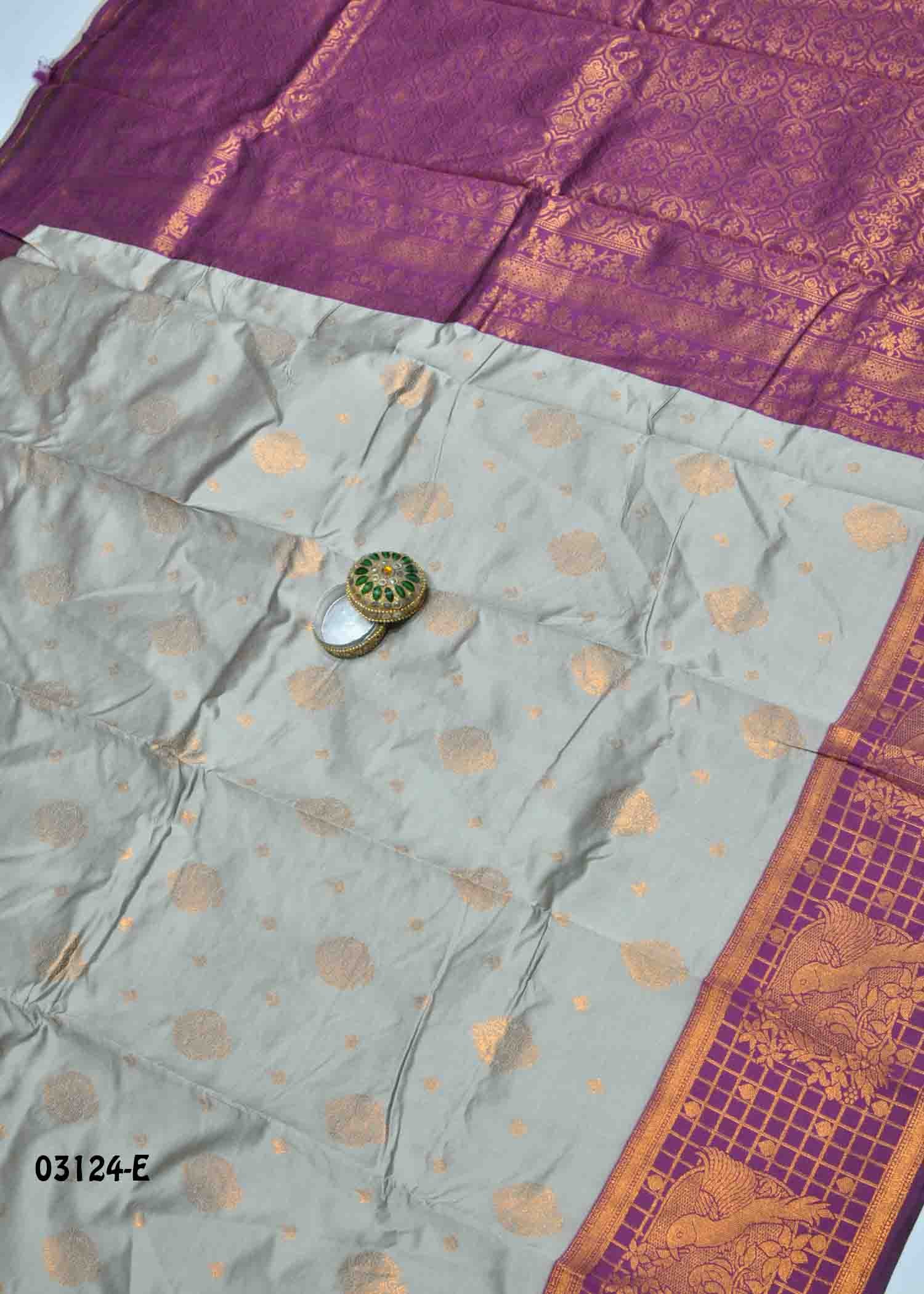 Nandhini -03124-E LightGrey Color Traditional Wear Banaras Saree CM1386784 (LR13E)