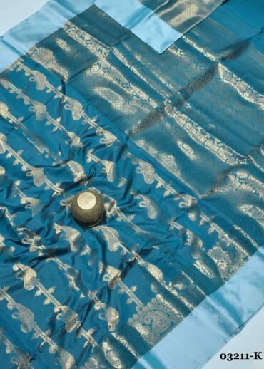 Damayanthy -03211-K  PeacockBlue Color Semi Banaras Katan Soft Silk Sarees CM1370516 (RR3D)