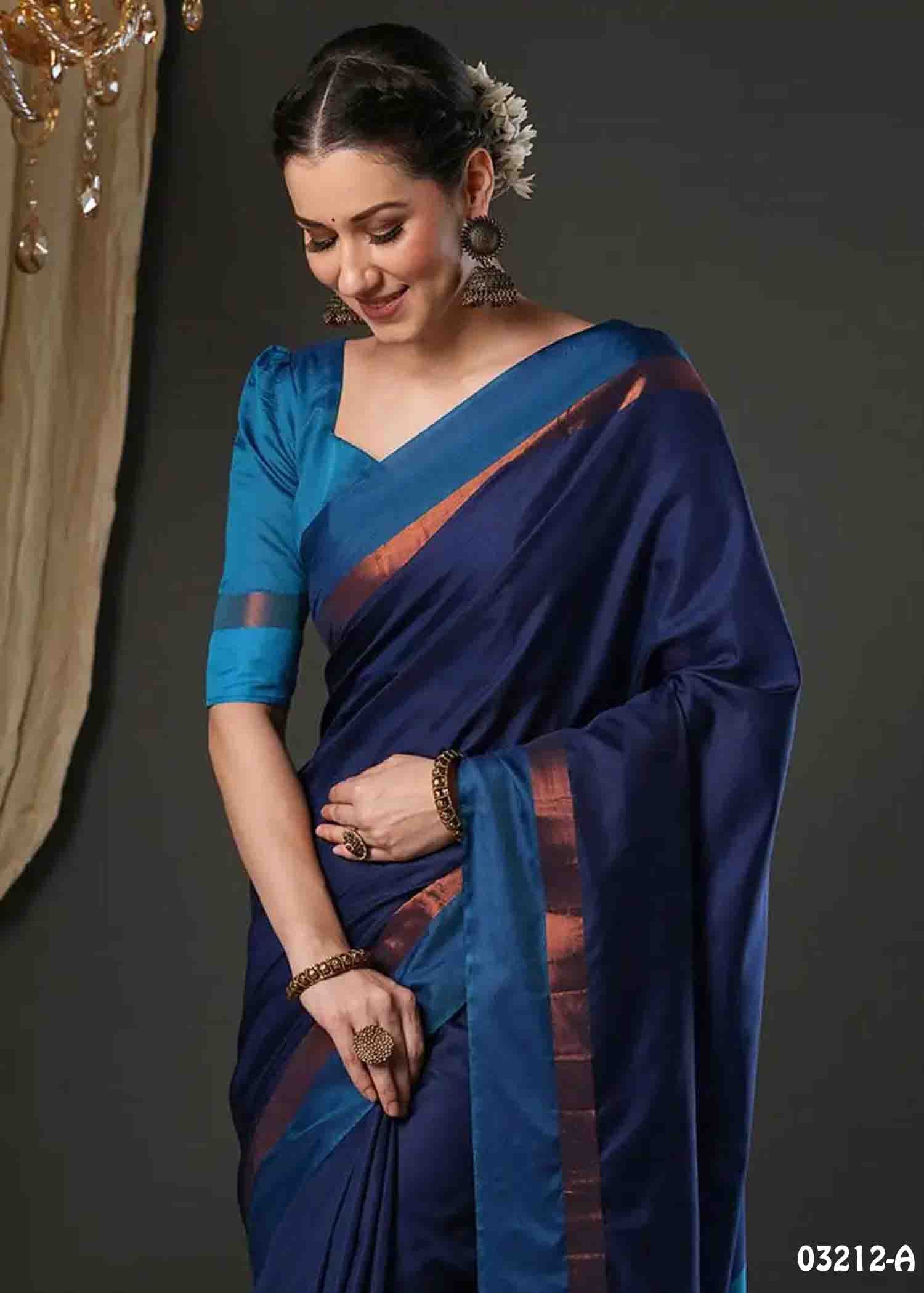 Divyasri -03212-A NavyBlue Color Traditional Look Aura Silk Sarees CM1360551 (RR1E)