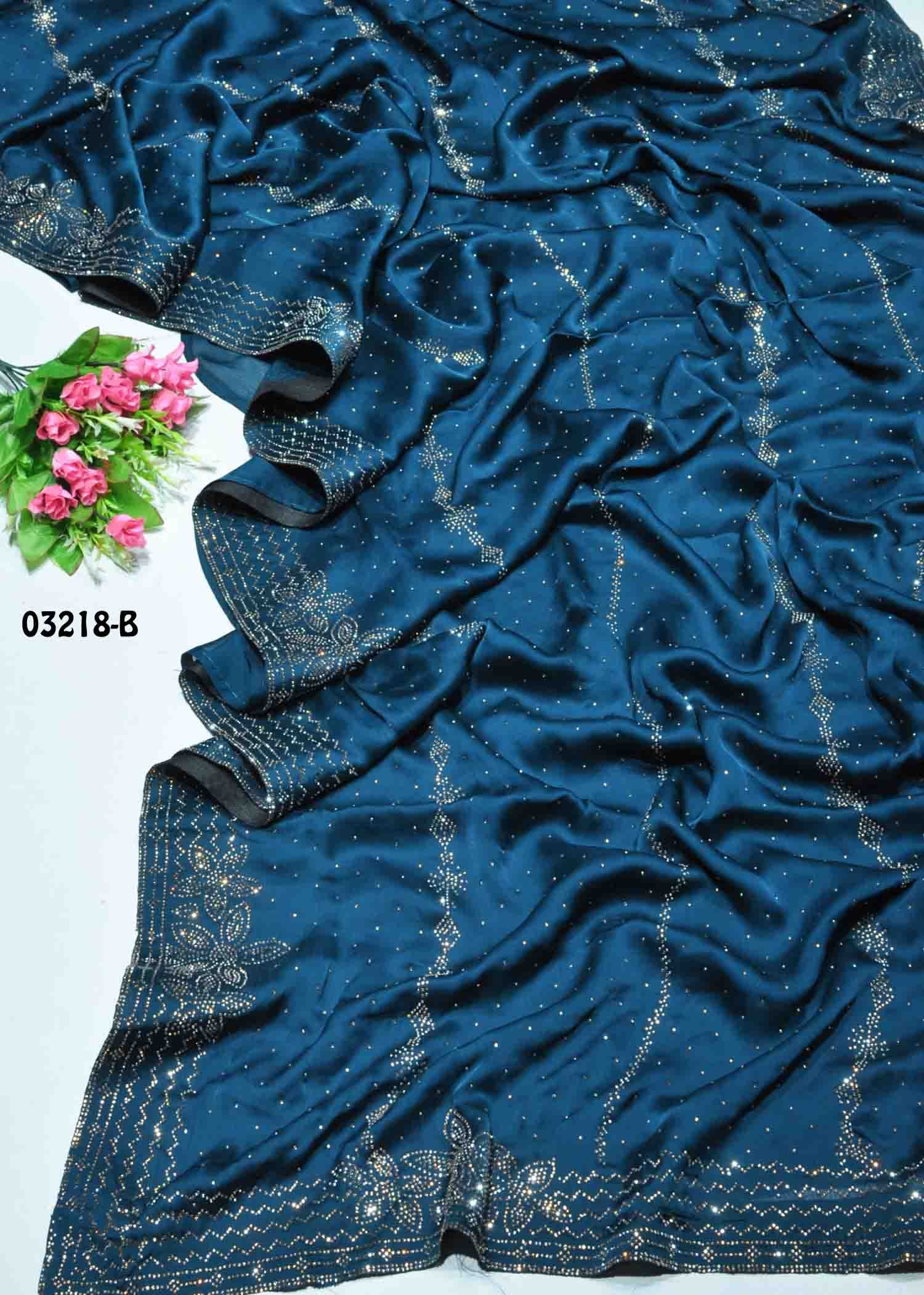 Eakshika -03218-B PeacockBlue Color Designer Sarees CM1368363 (RR8D)