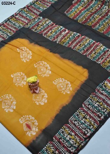 Anjana -03224-C  Yellow Color Summer Special Battik Cotton Saree CM1365919 [LR4D]