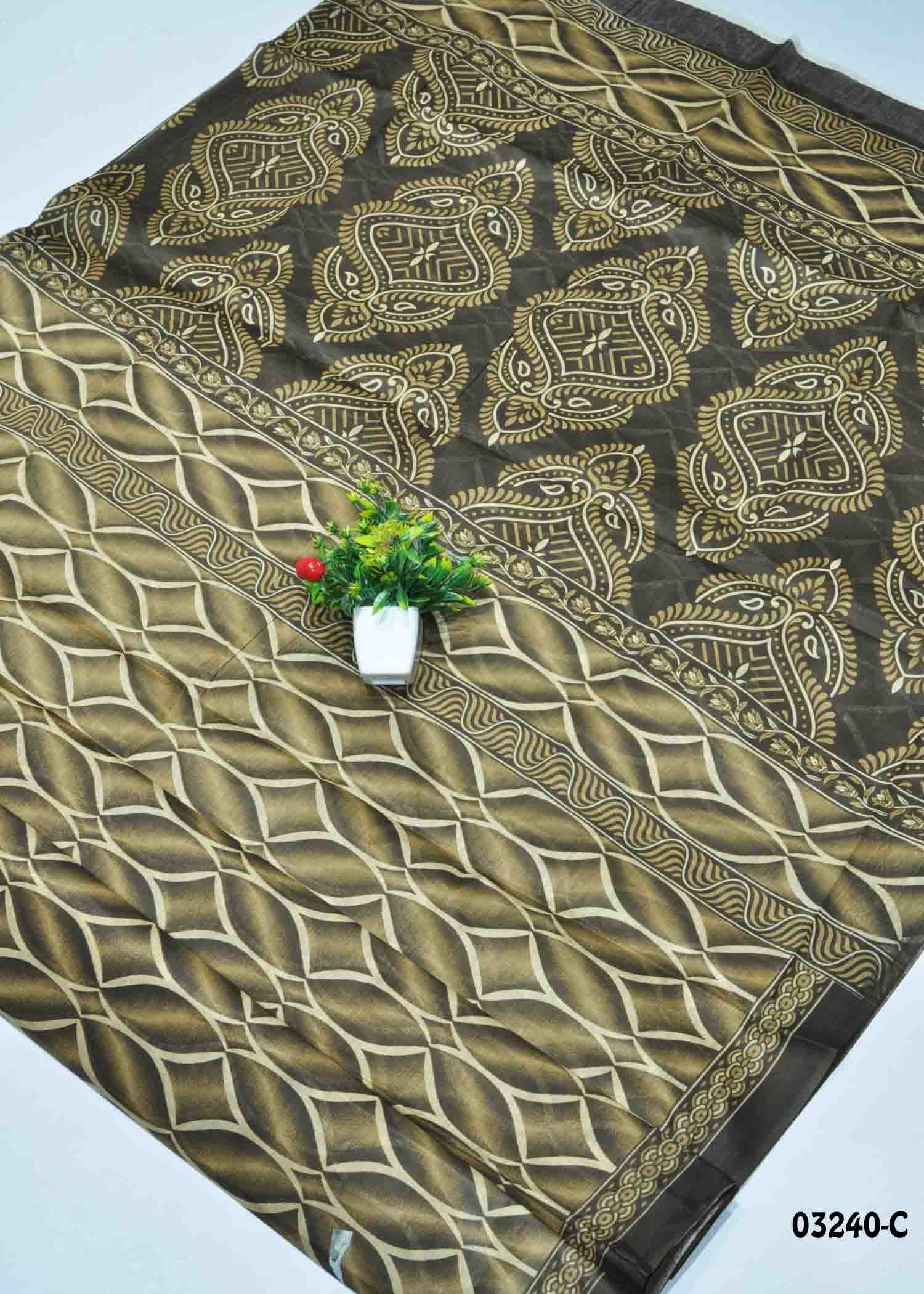 Parvathy -03240-C Tan Color Summer Special Voyal Cotton Saree CM1359419 (RR4C)