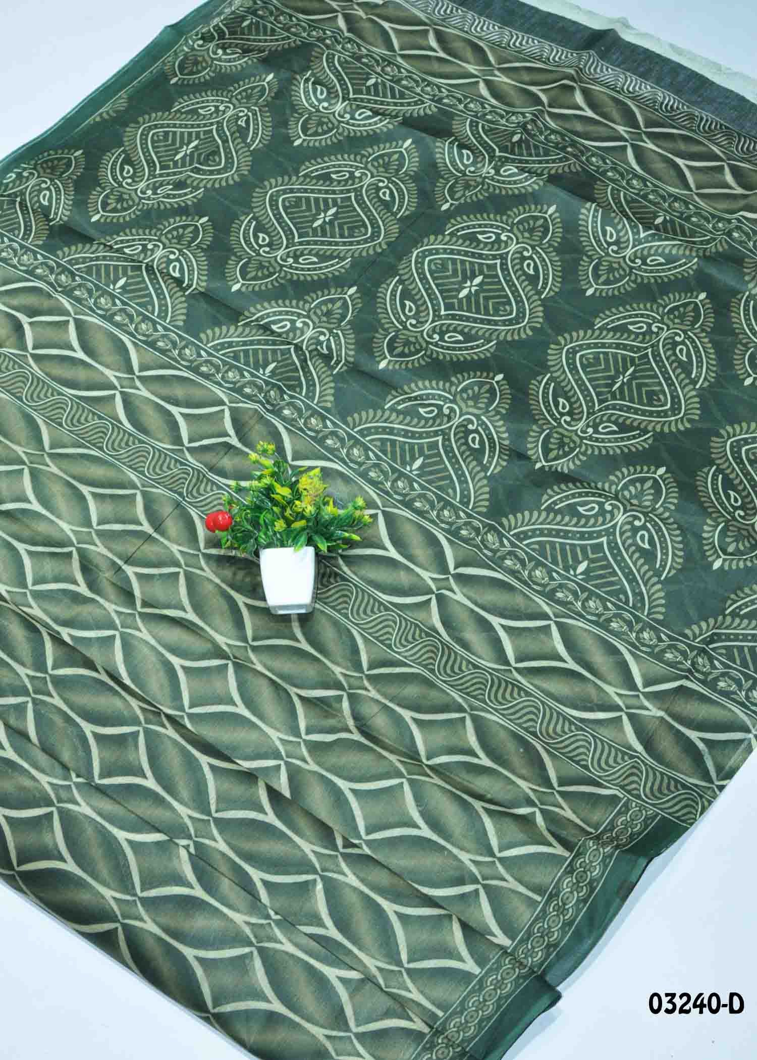 Parvathy -03240-D Green Color Summer Special Voyal Cotton Saree CM1359419 (RR4C)