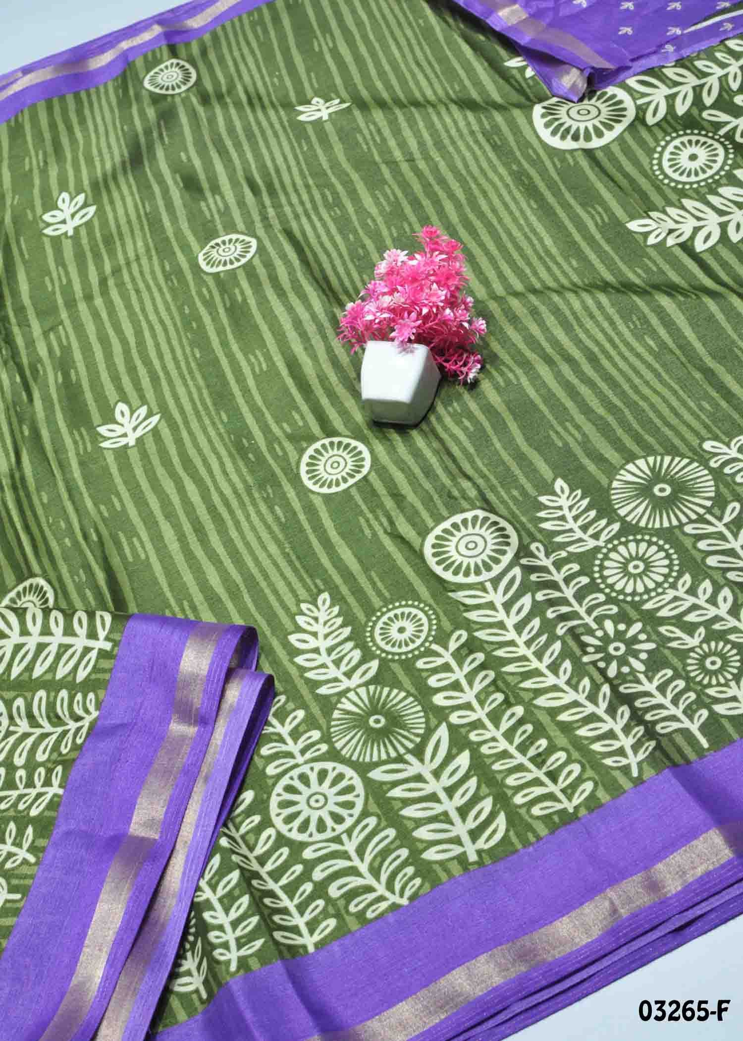 KalaiSelvi -03265-F Green Color Excellent Mixed Cotton Sarees CM1375987 (RR6D)