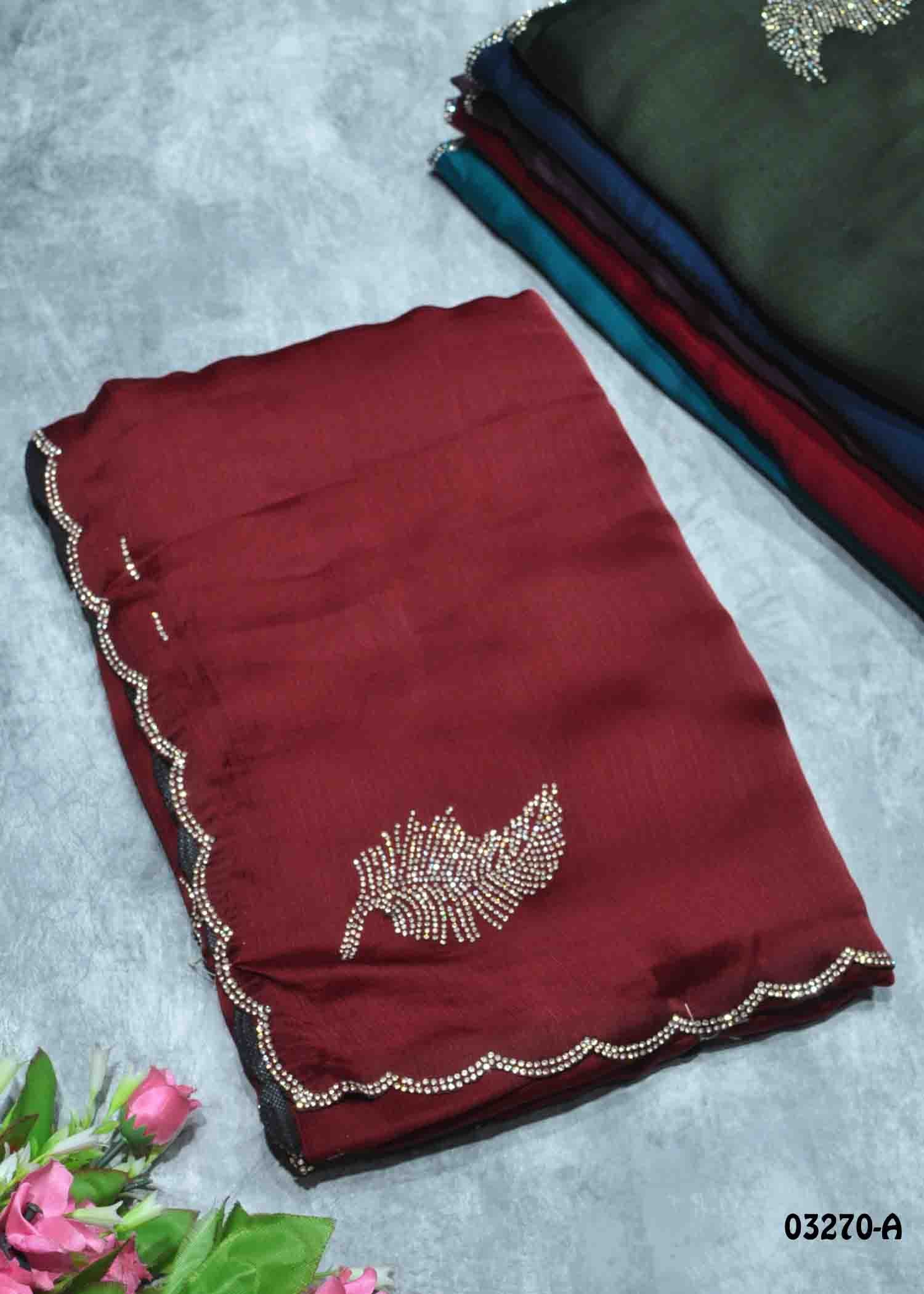 Suryanagari -03270-A Maroon Color Trendy Excellent Satin Chiffon CM1371648 (RR8B)
