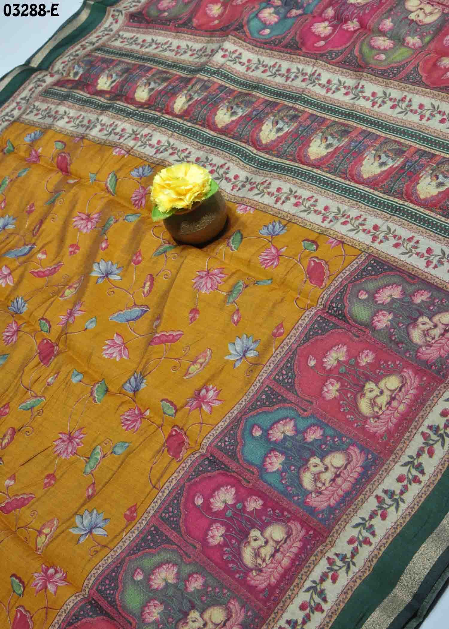 Vannila -03288-E Mustard Color Excellent Mul Mul Cotton Sarees CM1384919 (LR5E)