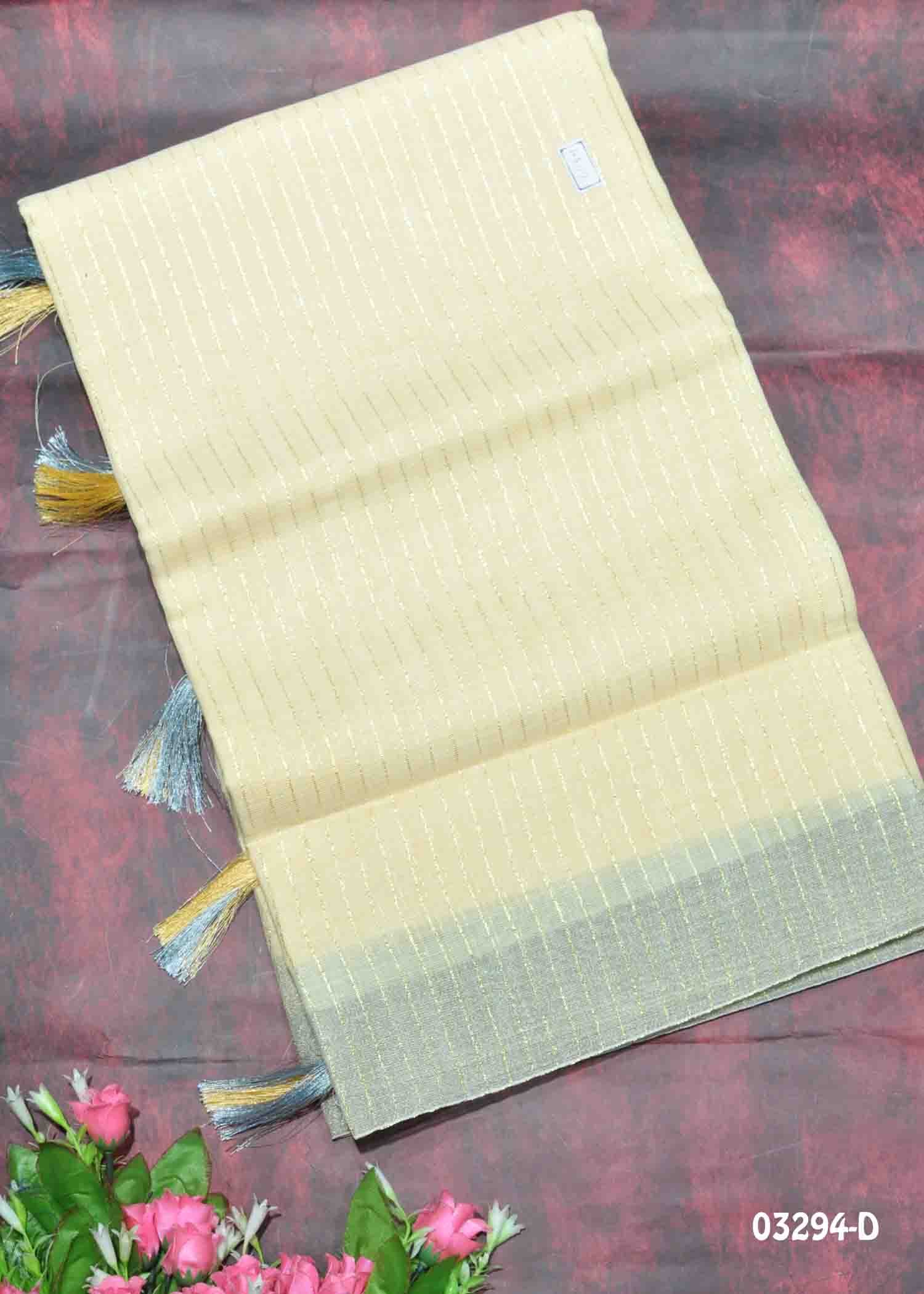 Avirai - 03294-D Yellow Color Trendy Handloom Linen Cotton Sarees CM1385295 (LR12C)