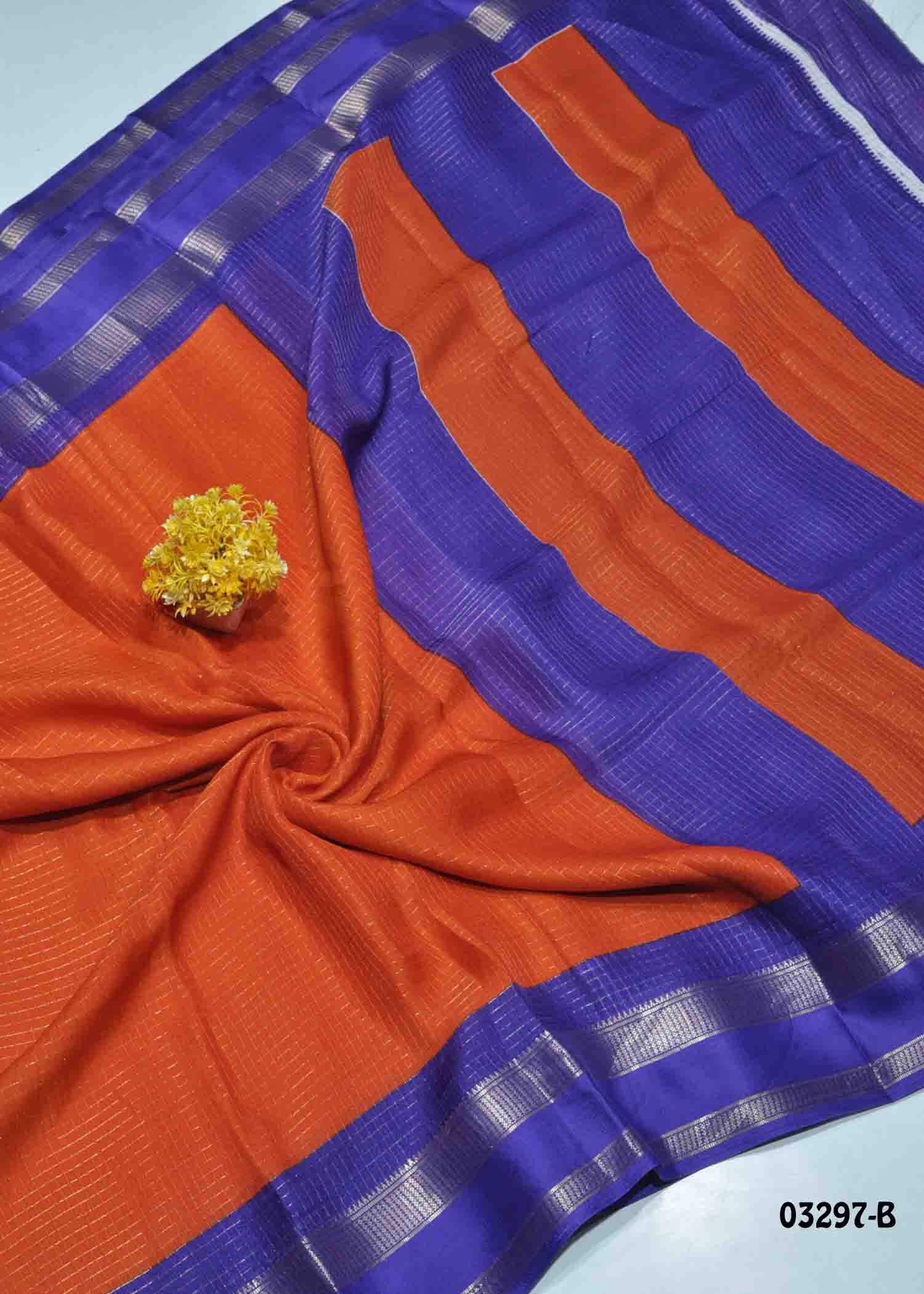 Madhimalar -03297-B Orange Color Trendy Moss Chiffon Sarees CM1385417 (LR5D)
