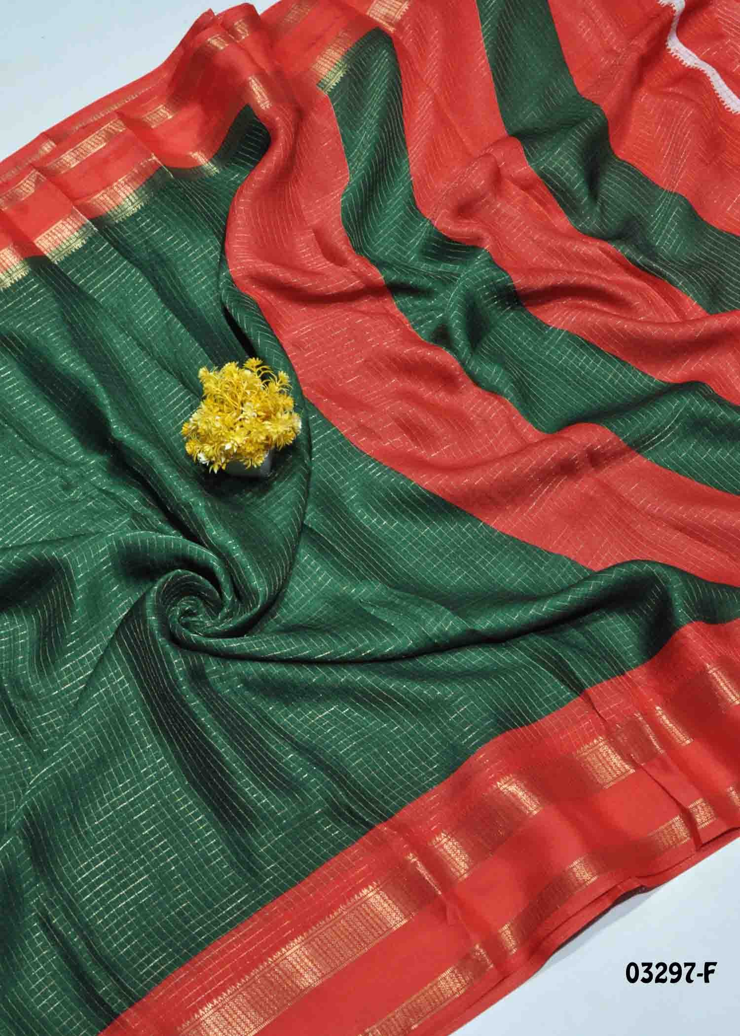 Madhimalar -03297-F DarkGreen Color Trendy Moss Chiffon Sarees CM1385417 (LR5D)