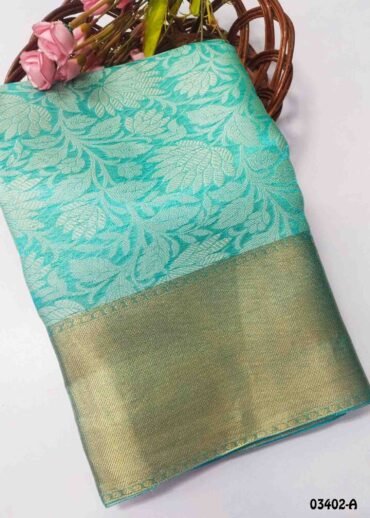 Thenmozhi - 03402-A Cyan Color  Fancy Tissue Saree CM1353248 (RR12C)