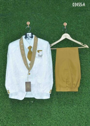 Jisaan - 03455-A  Pure white  2Piece Tuxedo Groom Wedding Suits and Lapel Blazers Slim Jacket Pants Sets for Prom,Party CM1386195