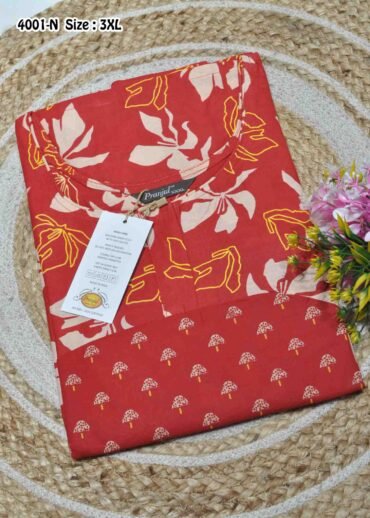 Agalya -4001-N  [3XL]  Blue Color (Pranjul Brand) Mixed Cotton Readymade Pocket Nighty CM1347939 [RR1D]