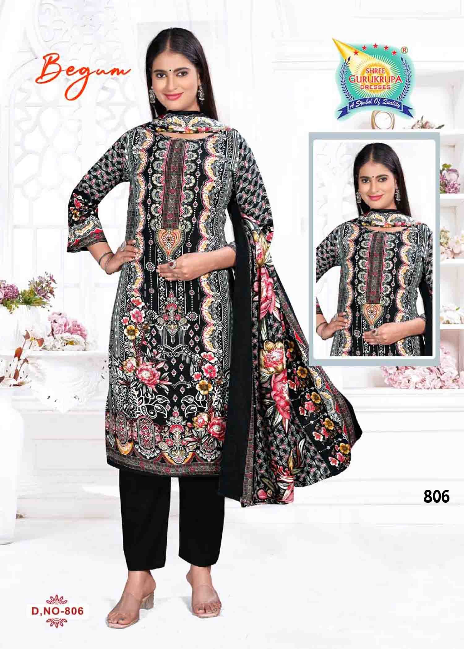 Begum - 806 Black Color Excellent Mixed Cotton Salwar Material CM1367654 (RR2C)