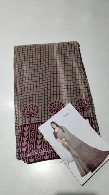 Uniform 03455-A Ash color Fancy crape sarees CM1355903