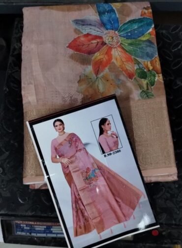 Saroja 03670-A Tan colour fancy cotton saree CM1381019