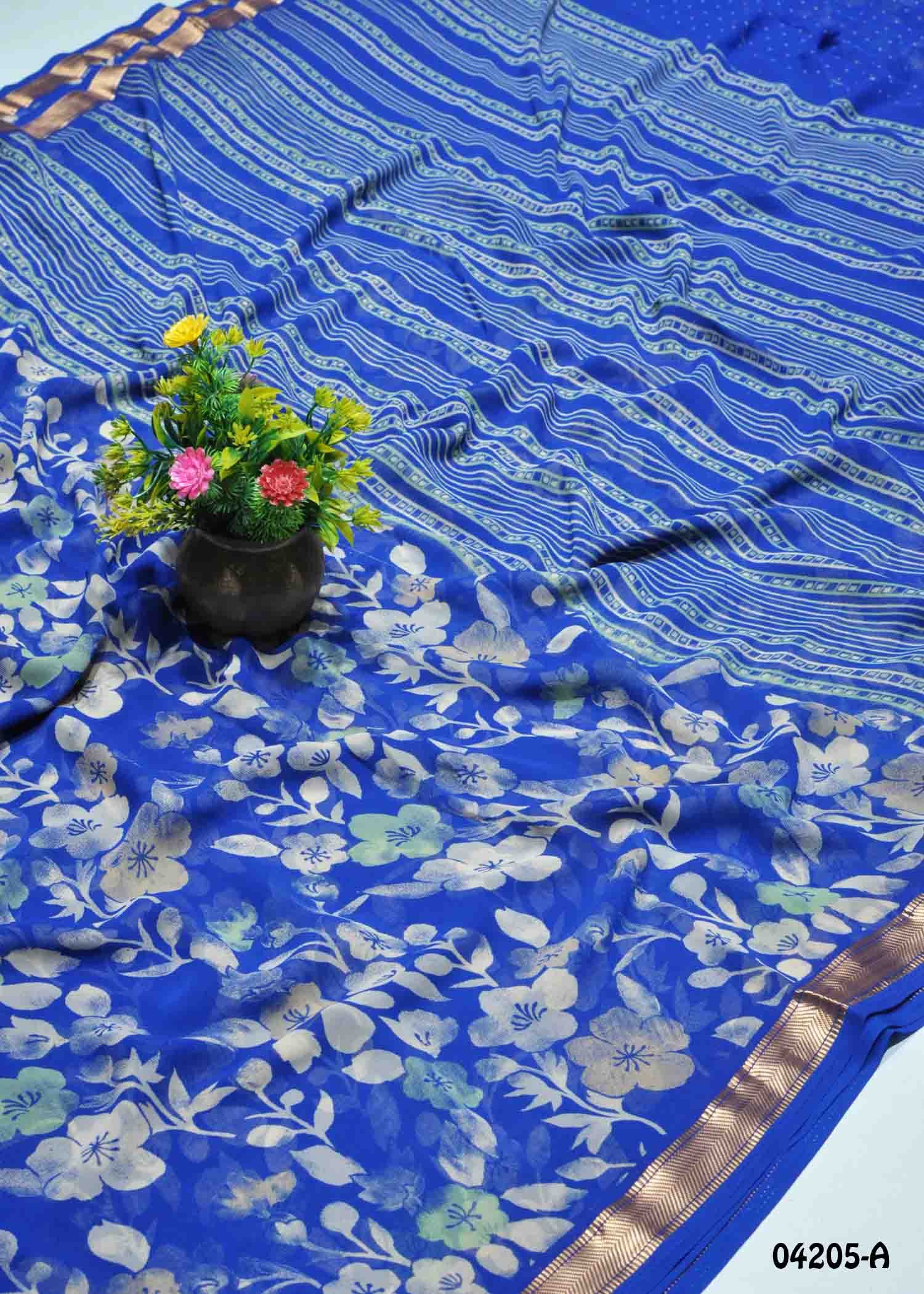 Udaya -04205-A InkBlue Color Excellent Soft Georgette Sarees CM1383669