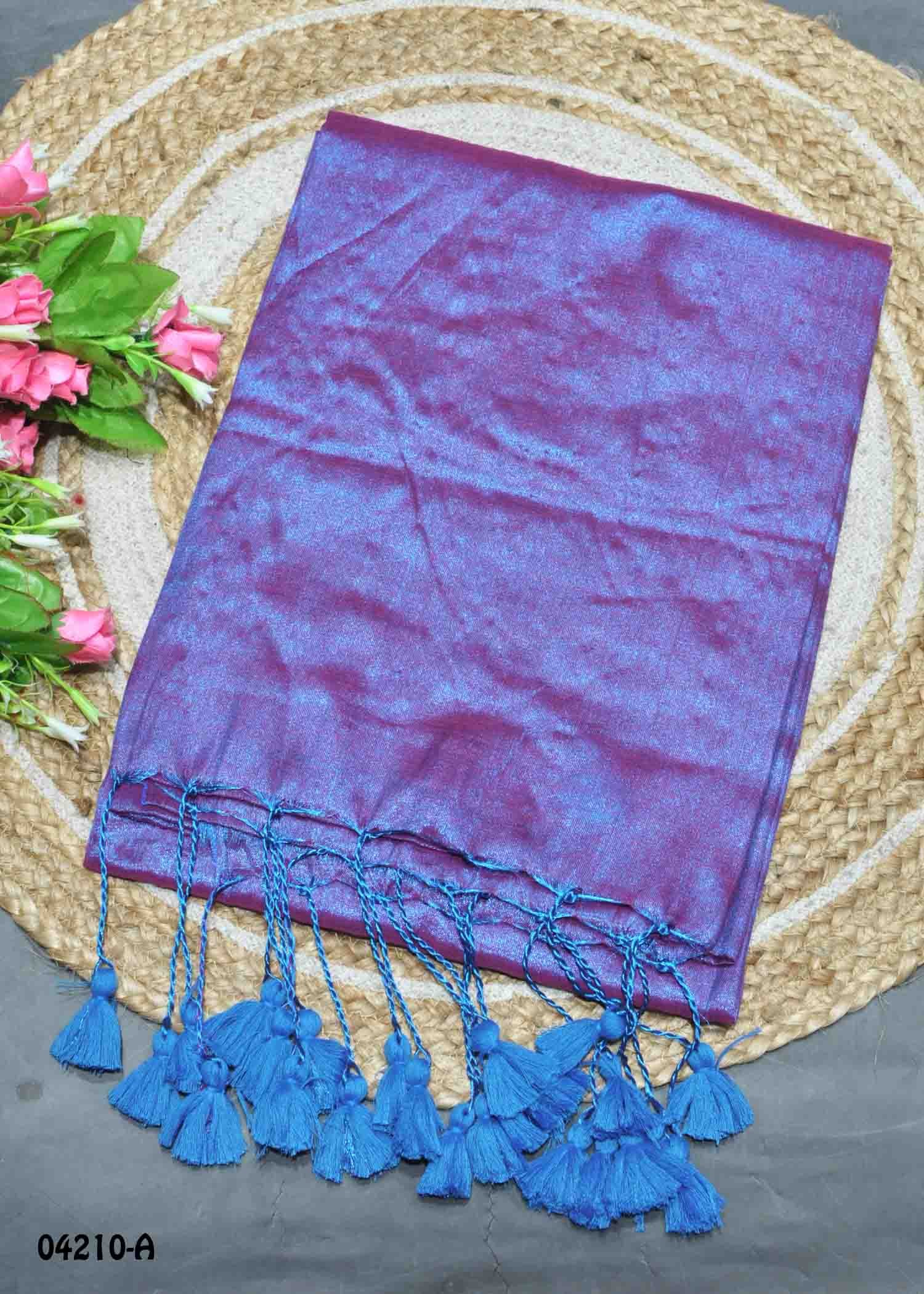 Aarthi - 04210-A Violet Color Traditional Look Tissue Cotton Saree CM1387034