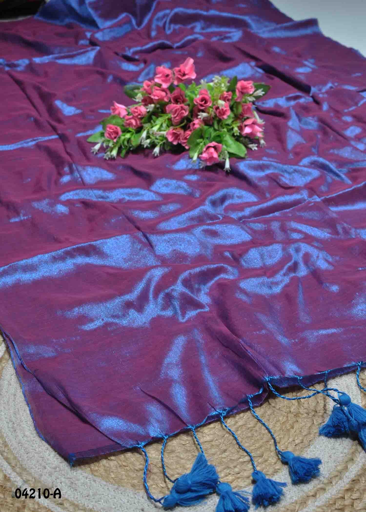 Aarthi - 04210-A Violet Color Traditional Look Tissue Cotton Saree CM1387034