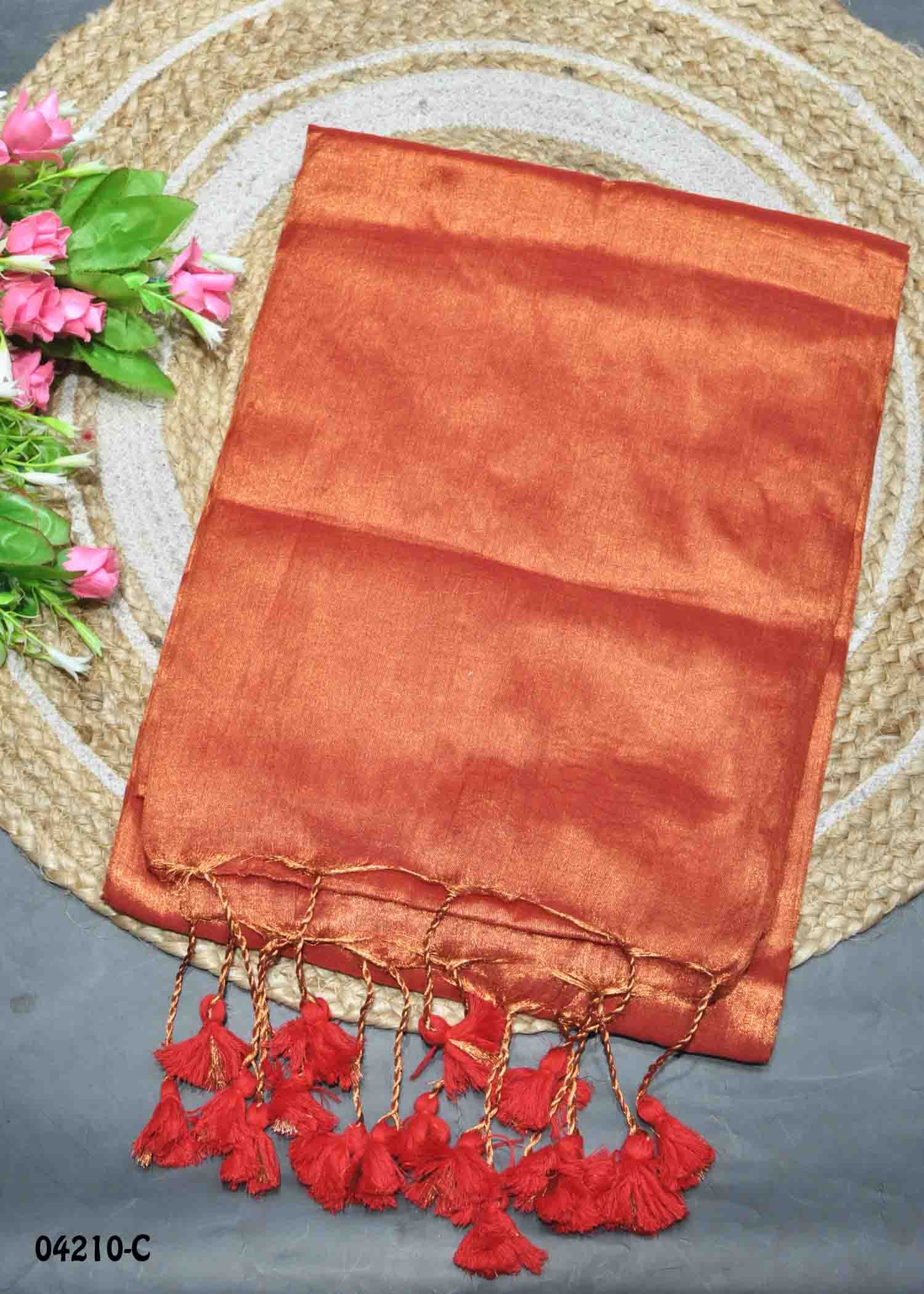 Aarthi - 04210-C CoralOrange Color Traditional Look Tissue Cotton Saree CM1387034