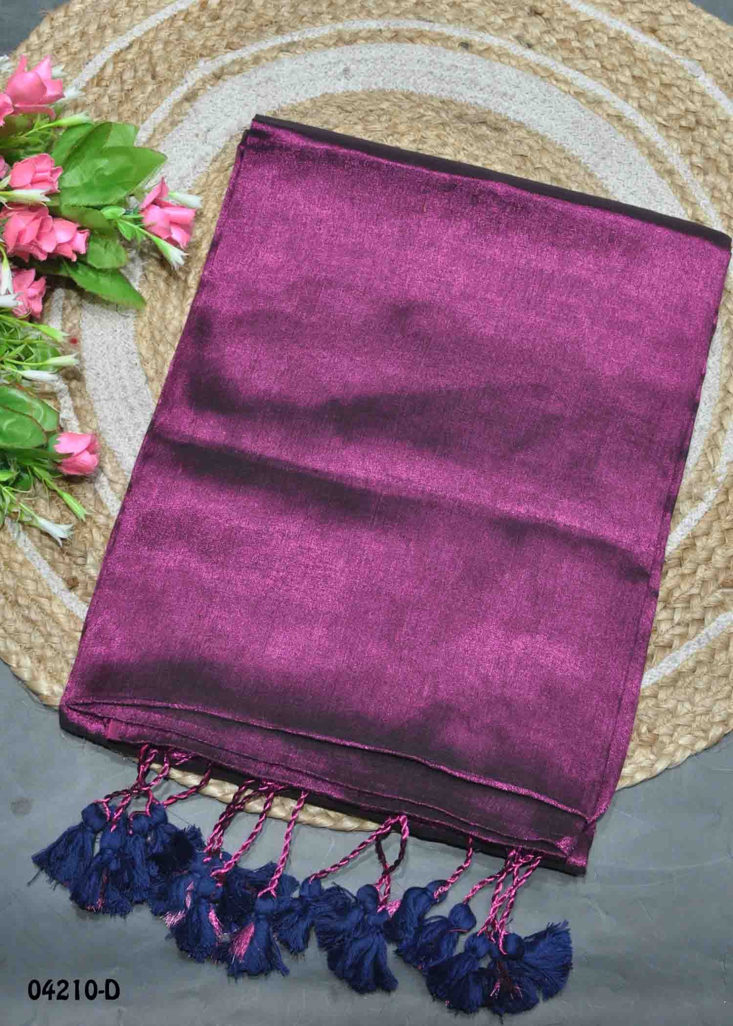 Aarthi - 04210-D Purple Color Traditional Look Tissue Cotton Saree CM1387034