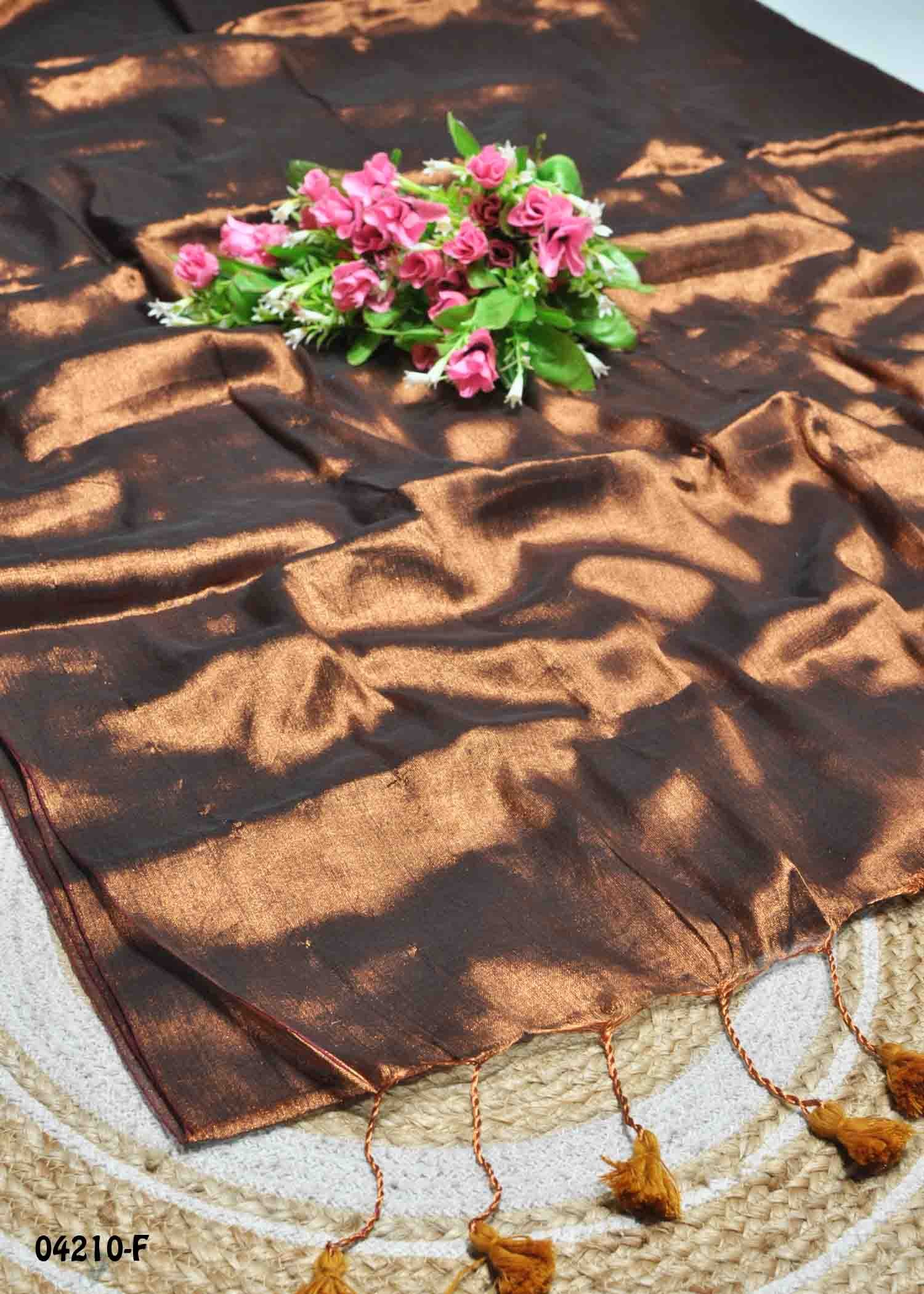 Aarthi - 04210-F CoconutBrown Color Traditional Look Tissue Cotton Saree CM1387034