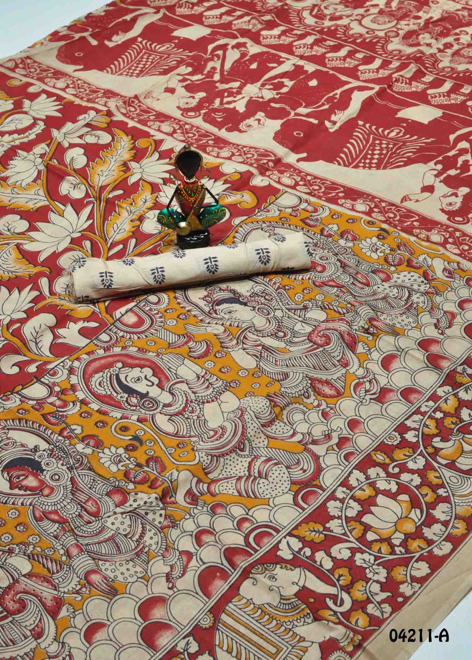 Chellakili - 04211-A Red Color Summer Special Pure Cotton Saree CM1386920