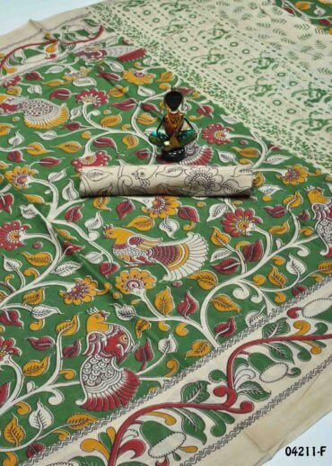 Chellakili  - 04211-F  Green Color Summer Special Pure Cotton Saree CM1386920