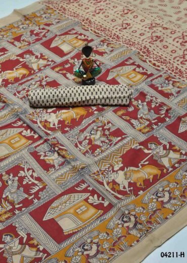 Chellakili  - 04211-H  Red Color Summer Special Pure Cotton Saree CM1386920