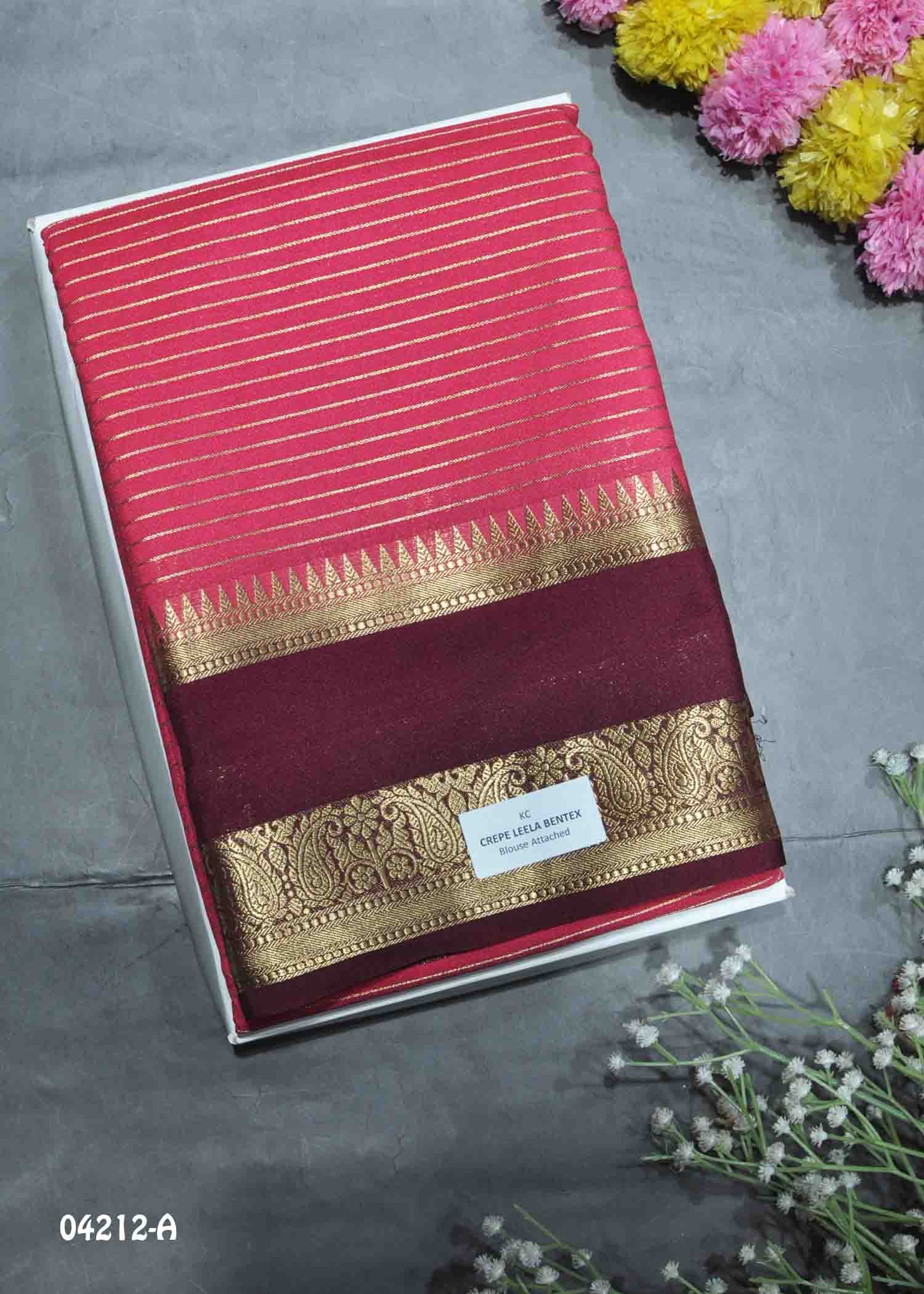 Kuzhazhi - 04212-A DesireRed Color Traditional Look Crepe Silk Saree CM1387003