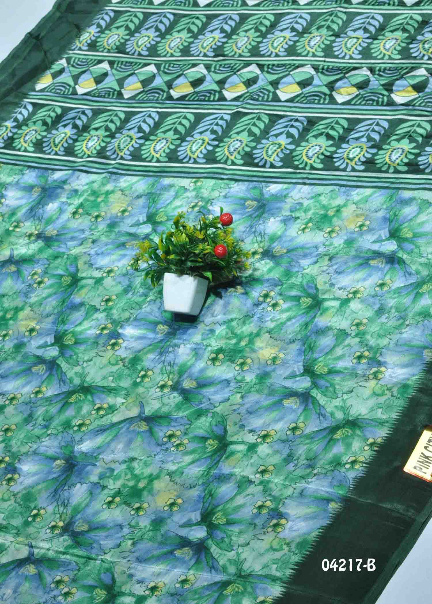 Mayilini - 04217-B Green Color Simply Crepe Saree CM1381094