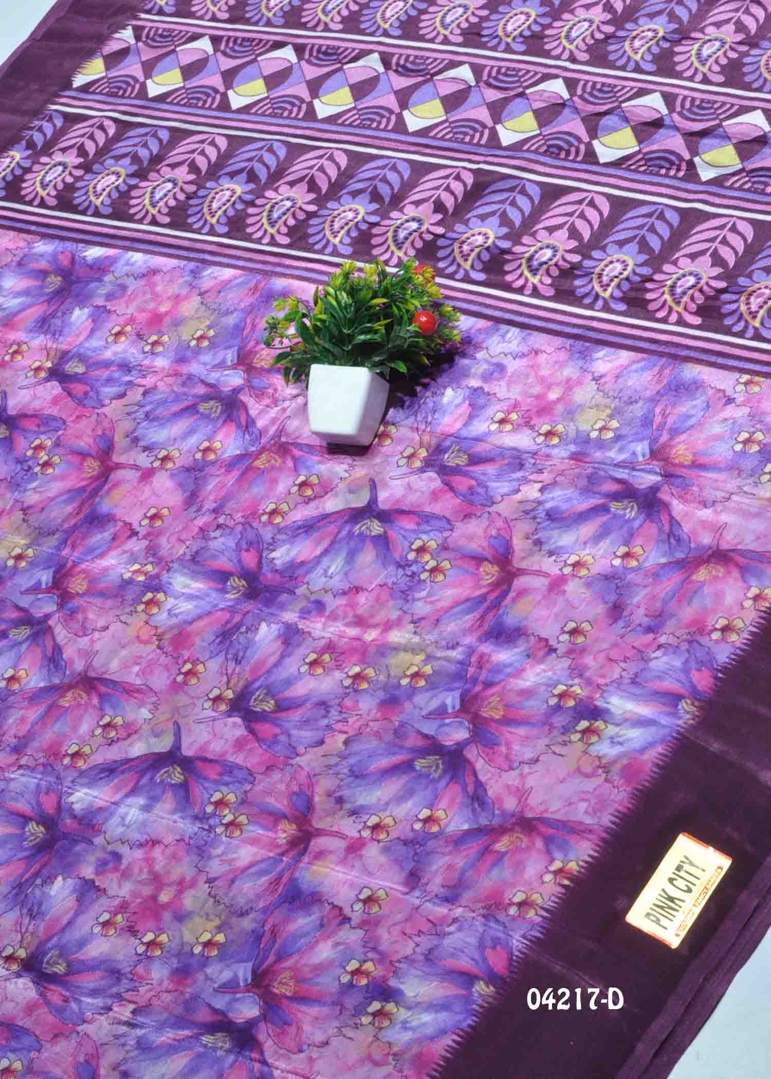 Mayilini - 04217-D Pink Color Simply Crepe Saree CM1381094