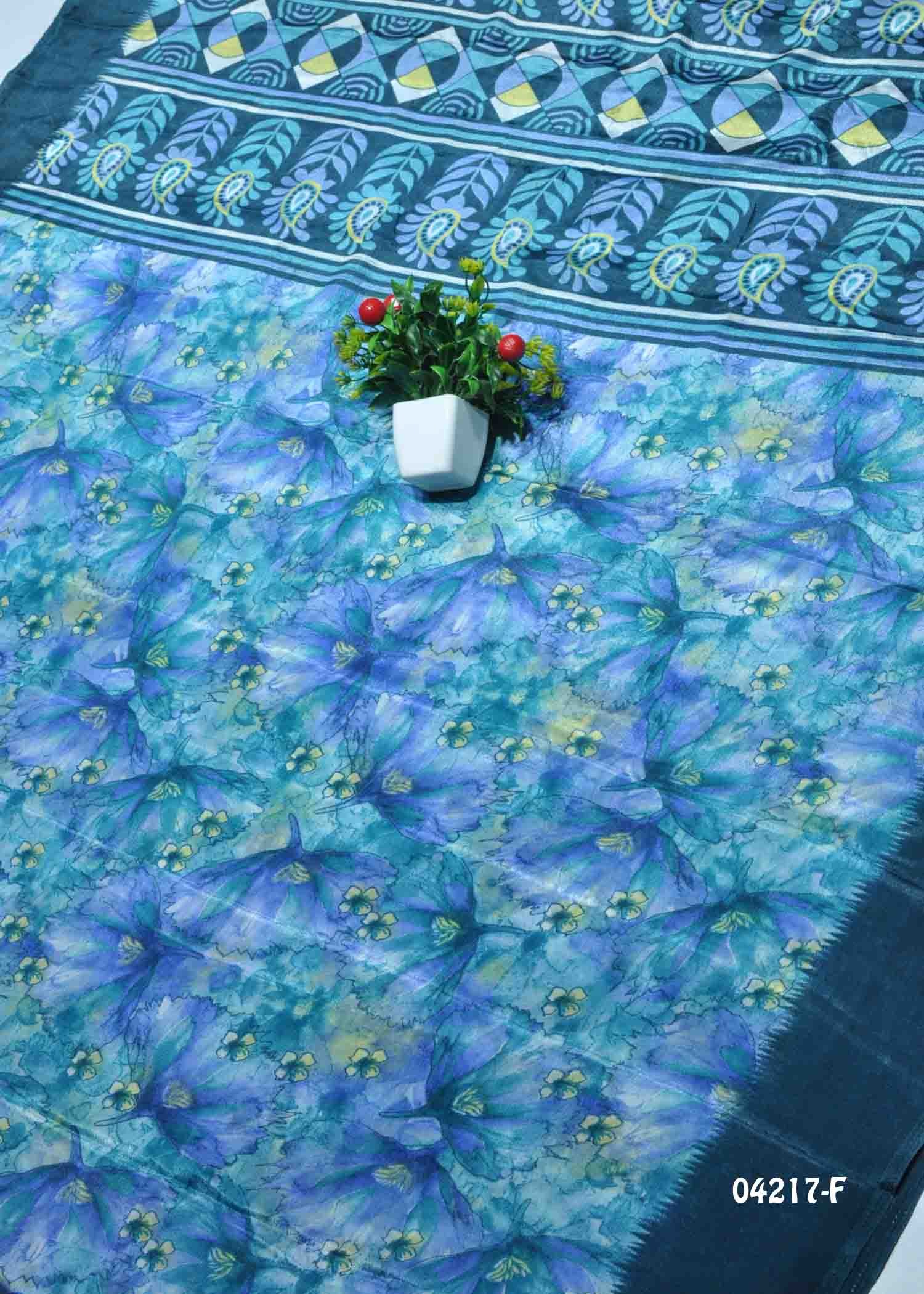 Mayilini - 04217-F Blue Color Simply Crepe Saree CM1381094