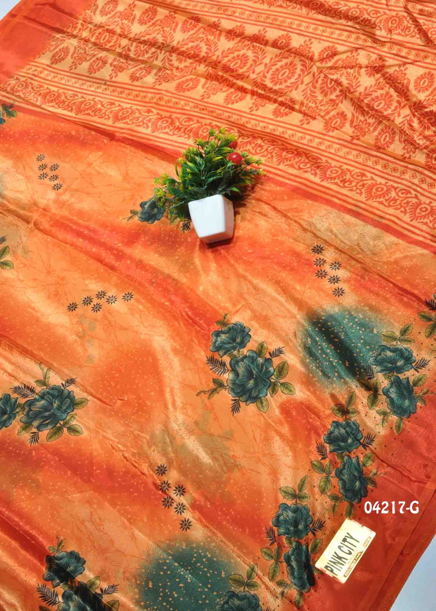 Anushka - 04217-G Orange Color Simply Crepe Saree CM1381094