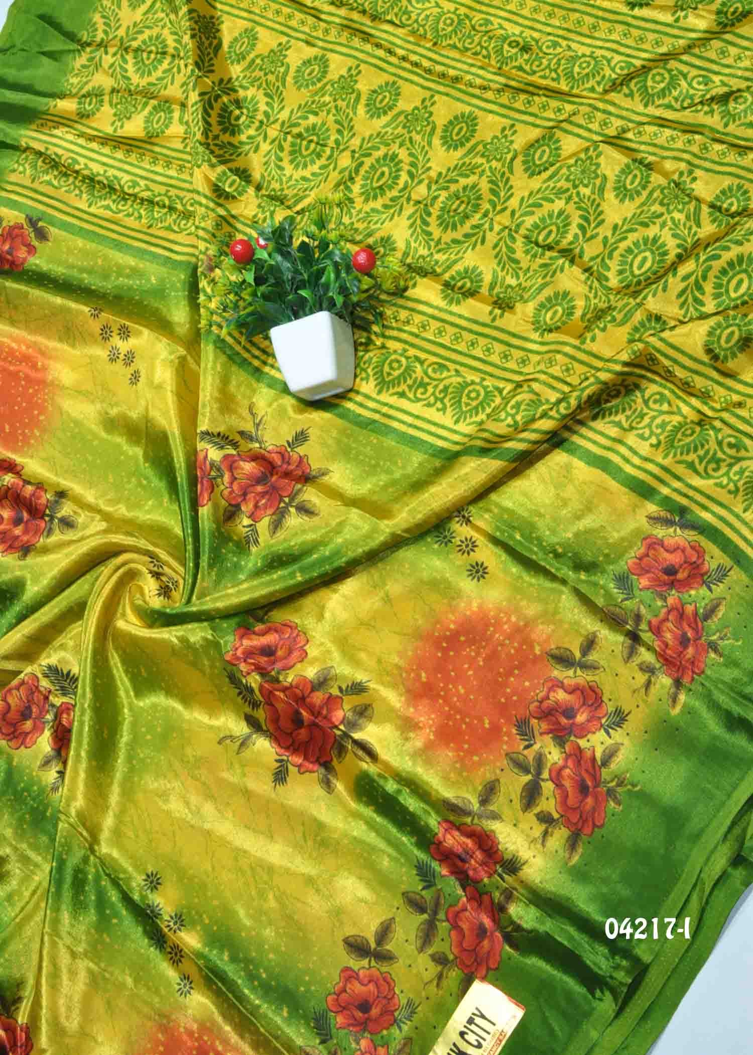 Anushka - 04217-I Green Color Simply Crepe Saree CM1381094