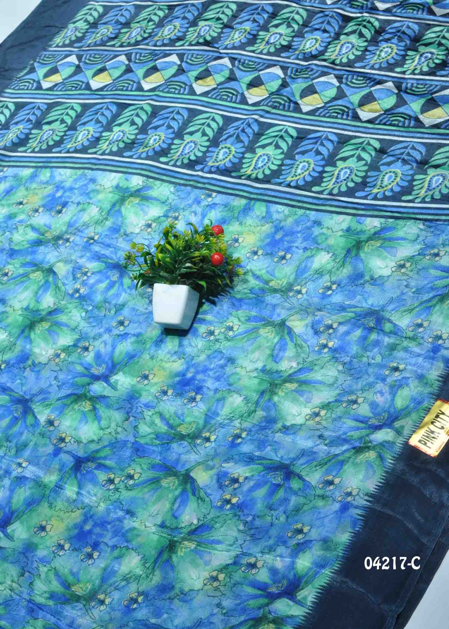 Mayilini - 04217-C Blue Color Simply Crepe Saree CM1381094