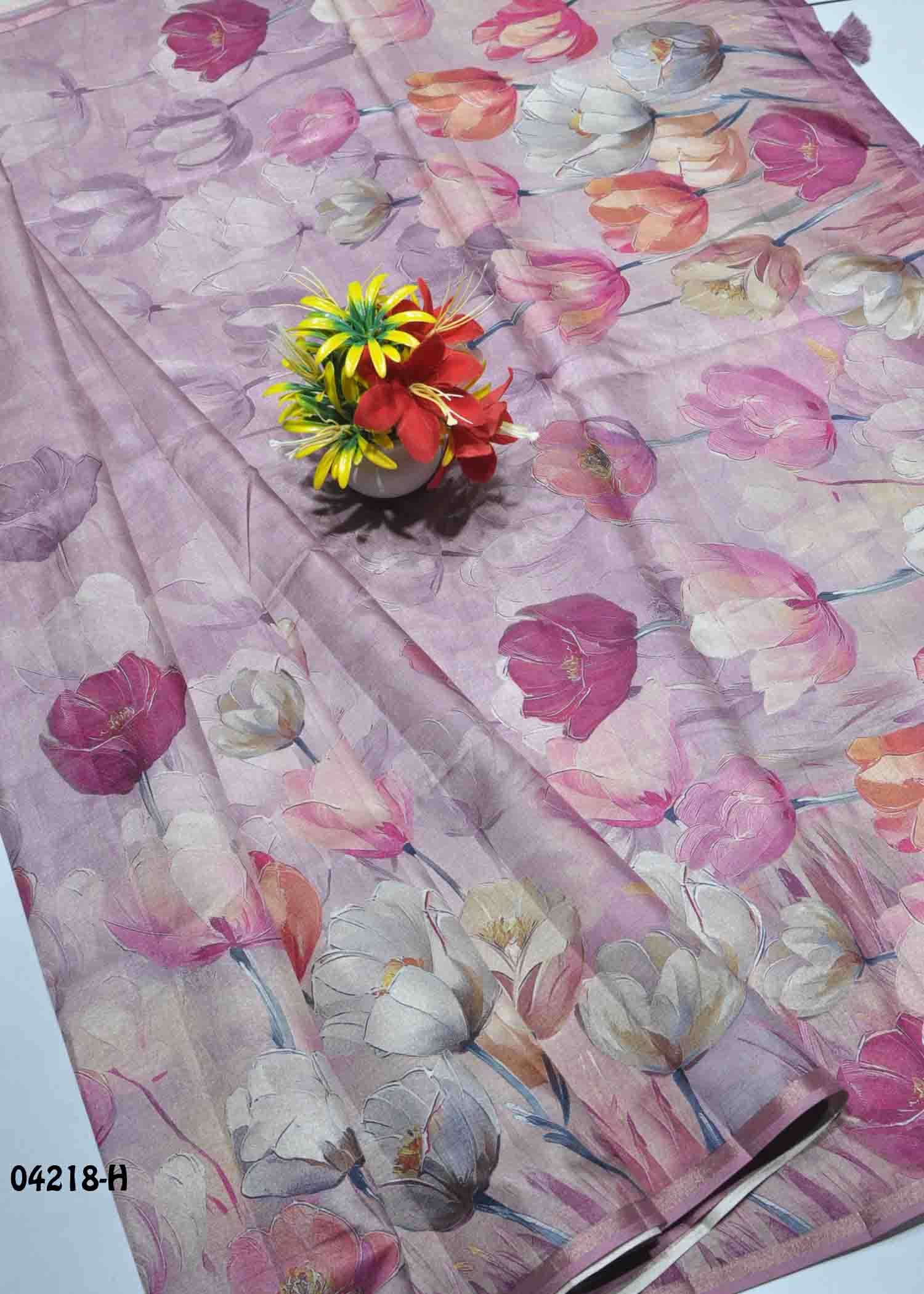 Merlin - 04218-H ThistlePurple Color Digital Tussar Silk Blend Saree CM1387122