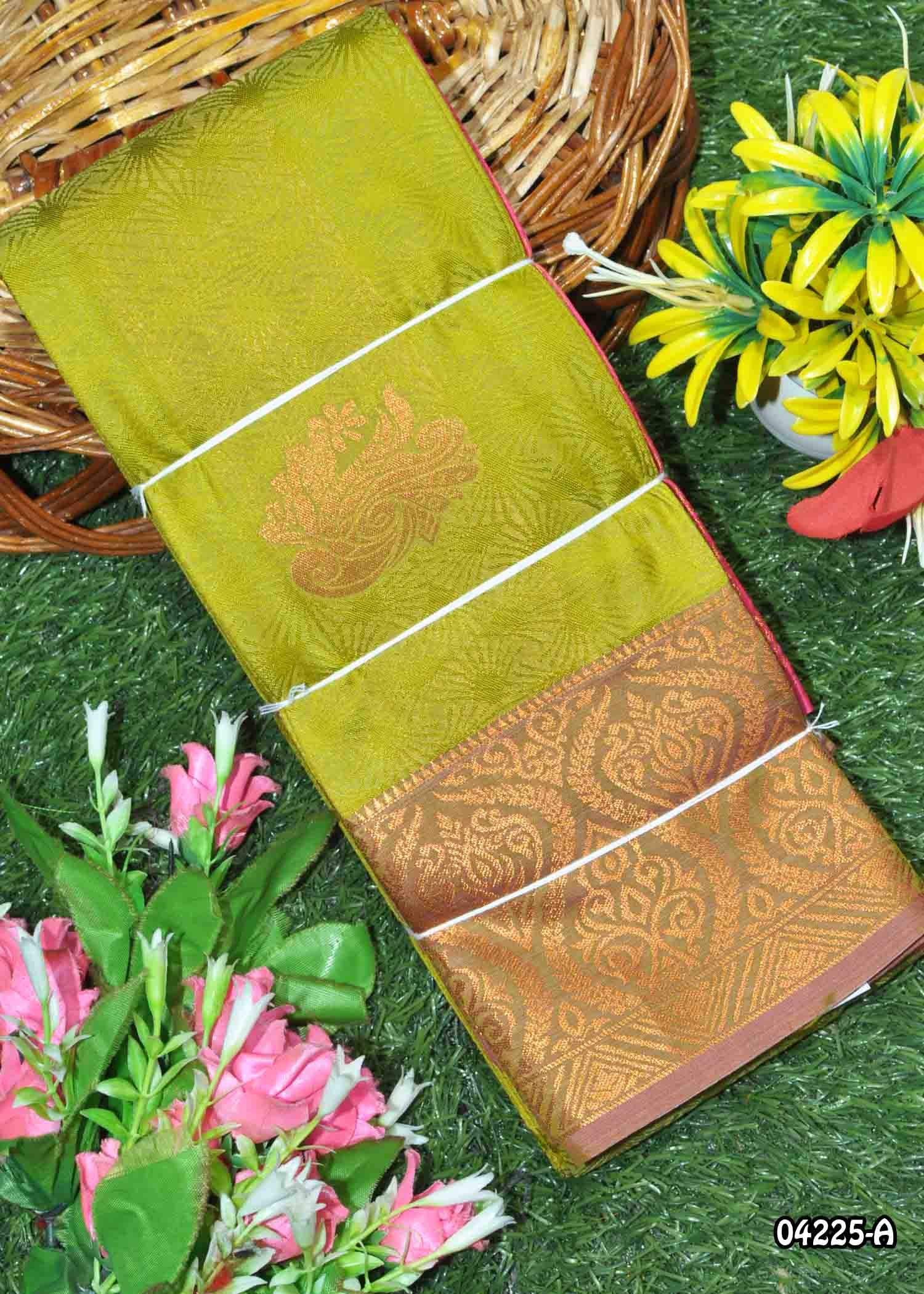 Saarika - 04225-A OliveGreen Color Traditional Look Semi-Pattu Saree CM1389196