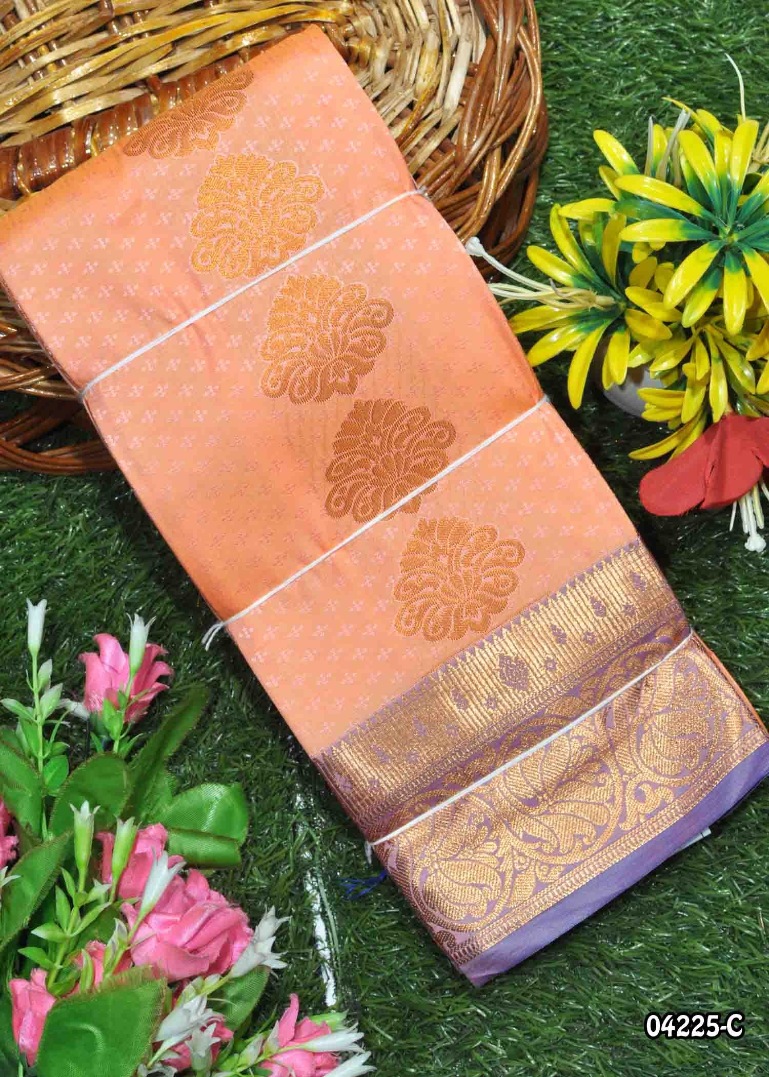 Saarika - 04225-C Peach Color Traditional Look Semi-Pattu Saree CM1389196