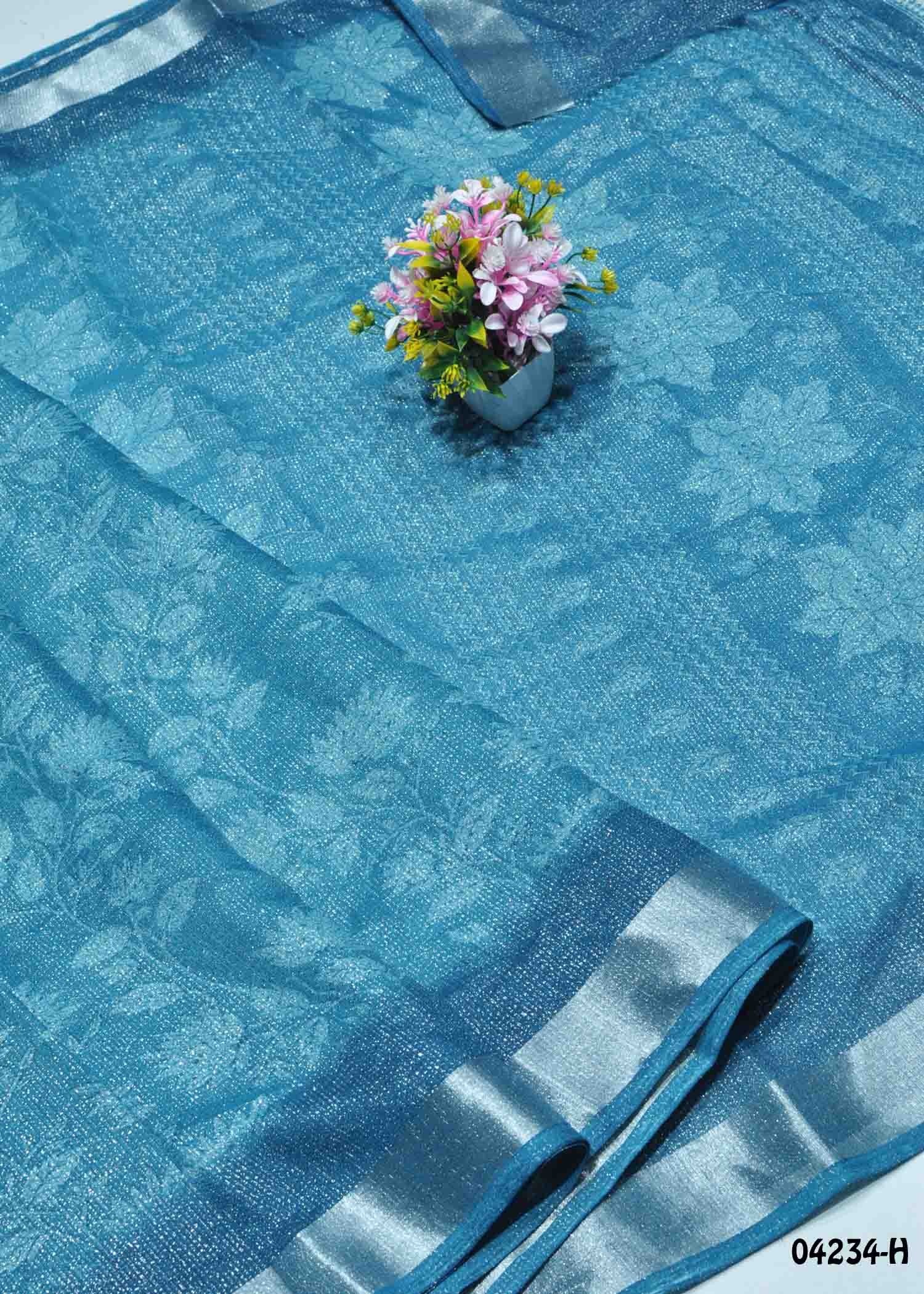 Anvika - 04234-H Blue Color Jute Cotton Saree CM1389133