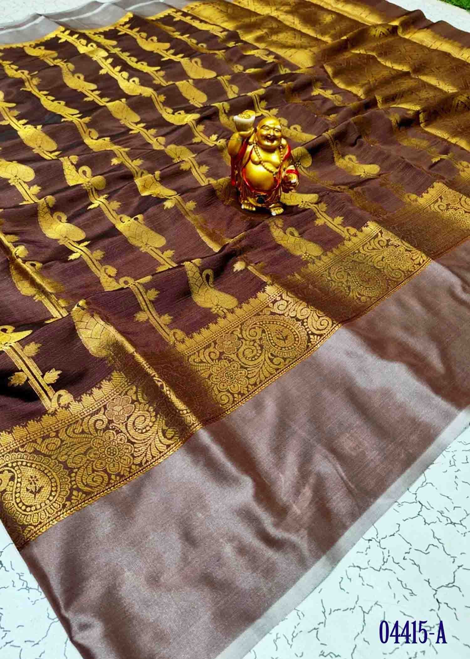 Srivalli - 04415-A DarkMaroon Color Semi Banaras Katan Soft Silk Sarees CM1387475