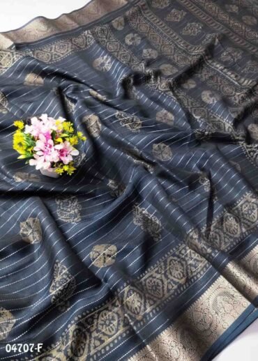 Iswarya -04706-F  Blue Color Trendy Moss Chiffon Saree CM1393303