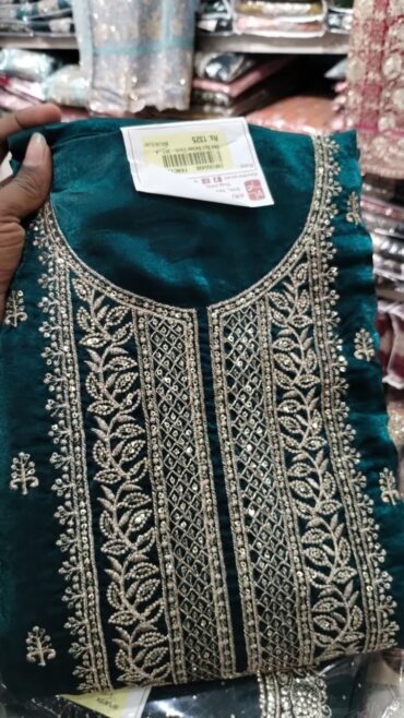 Abi 01325-A Mayil green color space silk designer salwar material CM1355430