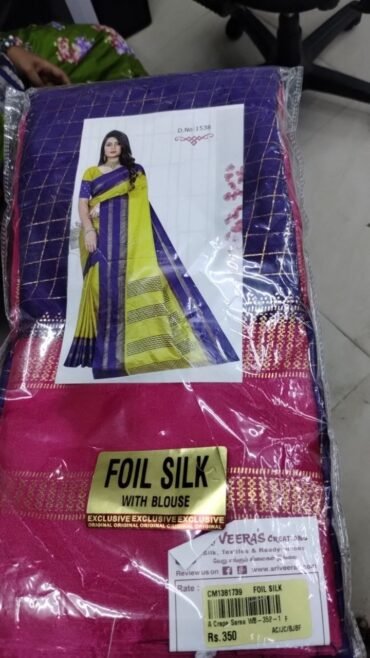 Foil silk 04350-A violet colour foil print sarees CM1381739*2PCS
